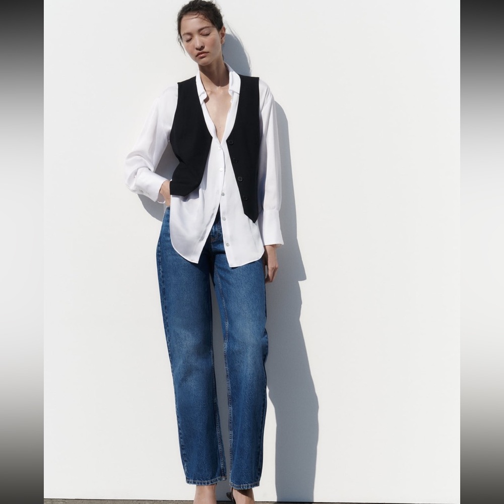 ZARA Black Tailored waistcoat size S brand new